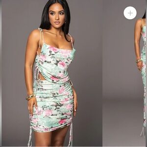 Milan Adjustable Side Rouche Floral Skirt Set